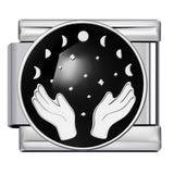 Stainless Steel Welding Drip Oil DIY Bracelet Italian Module Bracelet Round Starry Sky Pattern Elastic Bracelet Stainless Steel Welding Drip Oil DIY Bracelet Italian Module Bracelet Round Starry Sky Pattern Elastic Bracelet