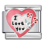 Romantic Valentine's Day Sweet Series Italian Module Bracelet Titanium Steel Welding Drip Oil Pattern DIY Bracelet Romantic Valentine's Day Sweet Series Italian Module Bracelet Titanium Steel Welding Drip Oil Pattern DIY Bracelet