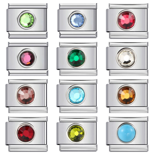 New Circle Colored Stone Italian Module Bracelet Stainless Steel Welding DIY Simple Fashion Bracelet Strap Chain