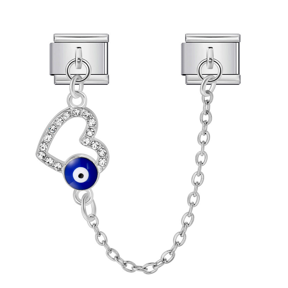 New Gold and Silver Devil's Eye Hook Chain Bracelet Stainless Steel DIY Elastic Italian Module Bracelet New Gold and Silver Devil's Eye Hook Chain Bracelet Stainless Steel DIY Elastic Italian Module Bracelet