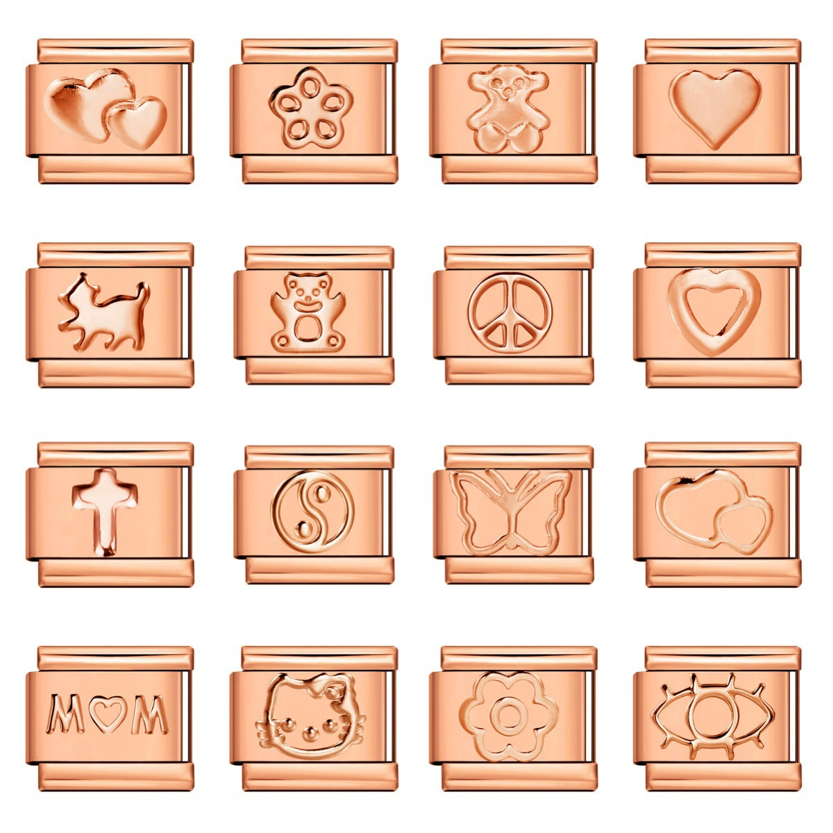 Rose Gold Titanium Steel Stamping Pattern DIY Italian Module Bracelet Italian Charm Bracelet Rose Gold Titanium Steel Stamping Pattern DIY Italian Module Bracelet Italian Charm Bracelet