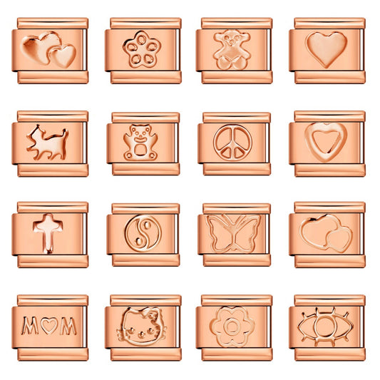 Rose Gold Titanium Steel Stamping Pattern DIY Italian Module Bracelet Italian Charm Bracelet