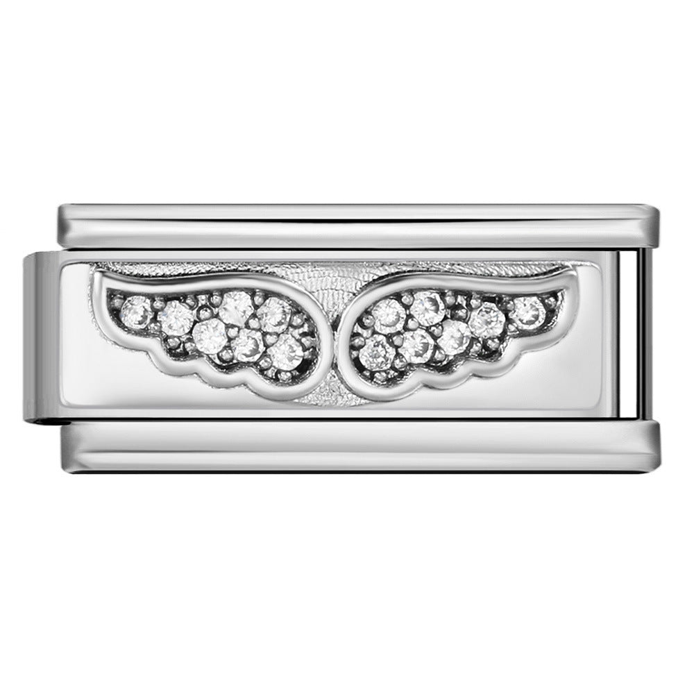 Italian Module Bracelet Gold and Silver with Diamond Pattern DIY Titanium Steel Welding Elastic Personalized Splicing Bracelet Wholesale Italian Module Bracelet Gold and Silver with Diamond Pattern DIY Titanium Steel Welding Elastic Personalized Splicing Bracelet Wholesale