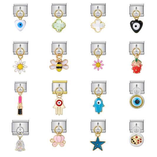 Italian Charm Module Bracelet Single Hook Pendant Series Stainless Steel Elastic Splicing Strap Chain