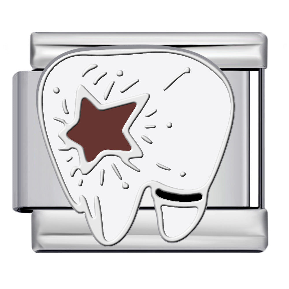 New Love Pentagram Italian Module Bracelet Titanium Steel Welding Drip Oil DIY Bracelet Little Fairy Gift New Love Pentagram Italian Module Bracelet Titanium Steel Welding Drip Oil DIY Bracelet Little Fairy Gift