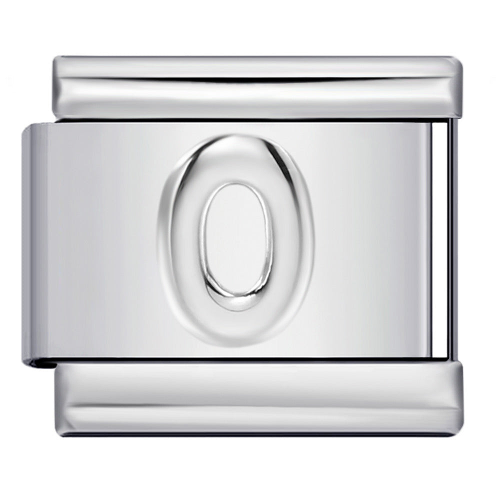 Italian Stainless Steel Silver Raised 26 Letter DIY Module Bracelet with Free Splicing Elastic Watch Strap Italian Stainless Steel Silver Raised 26 Letter DIY Module Bracelet with Free Splicing Elastic Watch Strap