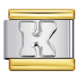 Fashion Gold Cover Silver Concave English Letter Bracelet Titanium Steel Non Dripping Oil DIY Italian Module Bracelet Wholesale Fashion Gold Cover Silver Concave English Letter Bracelet Titanium Steel Non Dripping Oil DIY Italian Module Bracelet Wholesale