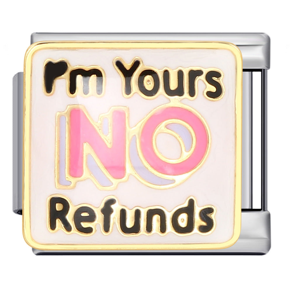 New Personalized English Italian Module Bracelet Titanium Steel Welding Drip Oil DIY Elastic Free Splicing Bracelet New Personalized English Italian Module Bracelet Titanium Steel Welding Drip Oil DIY Elastic Free Splicing Bracelet