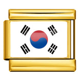 Gold Base World Flag Photo Resin Italian Charm Bracelet DIY Stainless Steel Stretch Watch Band Wristband Gold Base World Flag Photo Resin Italian Charm Bracelet DIY Stainless Steel Stretch Watch Band Wristband