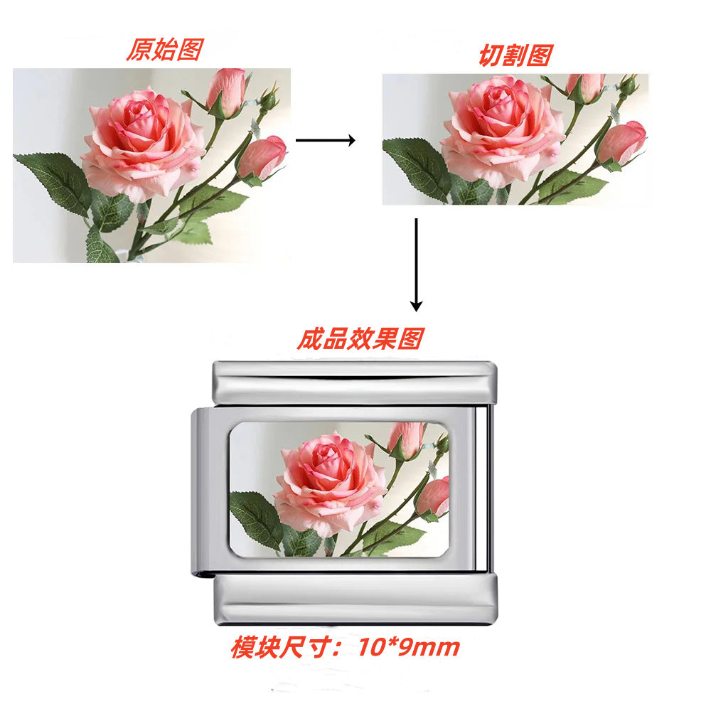 DIY Personalized Photo Frame Production, Titanium Steel Strap Chain, Fashionable Splicing Module Bracelet DIY Personalized Photo Frame Production, Titanium Steel Strap Chain, Fashionable Splicing Module Bracelet