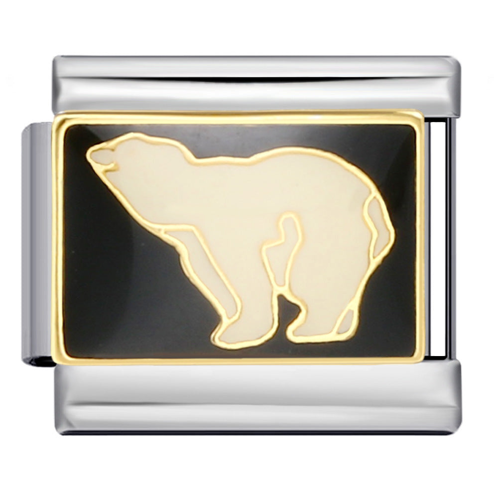 Italian Module Bracelet Stainless Steel Welding Drip Oil Animal Pattern DIY Free Splicing Combination Bracelet Accessories Italian Module Bracelet Stainless Steel Welding Drip Oil Animal Pattern DIY Free Splicing Combination Bracelet Accessories