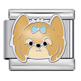 Cute Cartoon Dog Cute Pet Series Titanium Steel Welding Drip Oil DIY Italian Module Bracelet Accessories Cute Cartoon Dog Cute Pet Series Titanium Steel Welding Drip Oil DIY Italian Module Bracelet Accessories