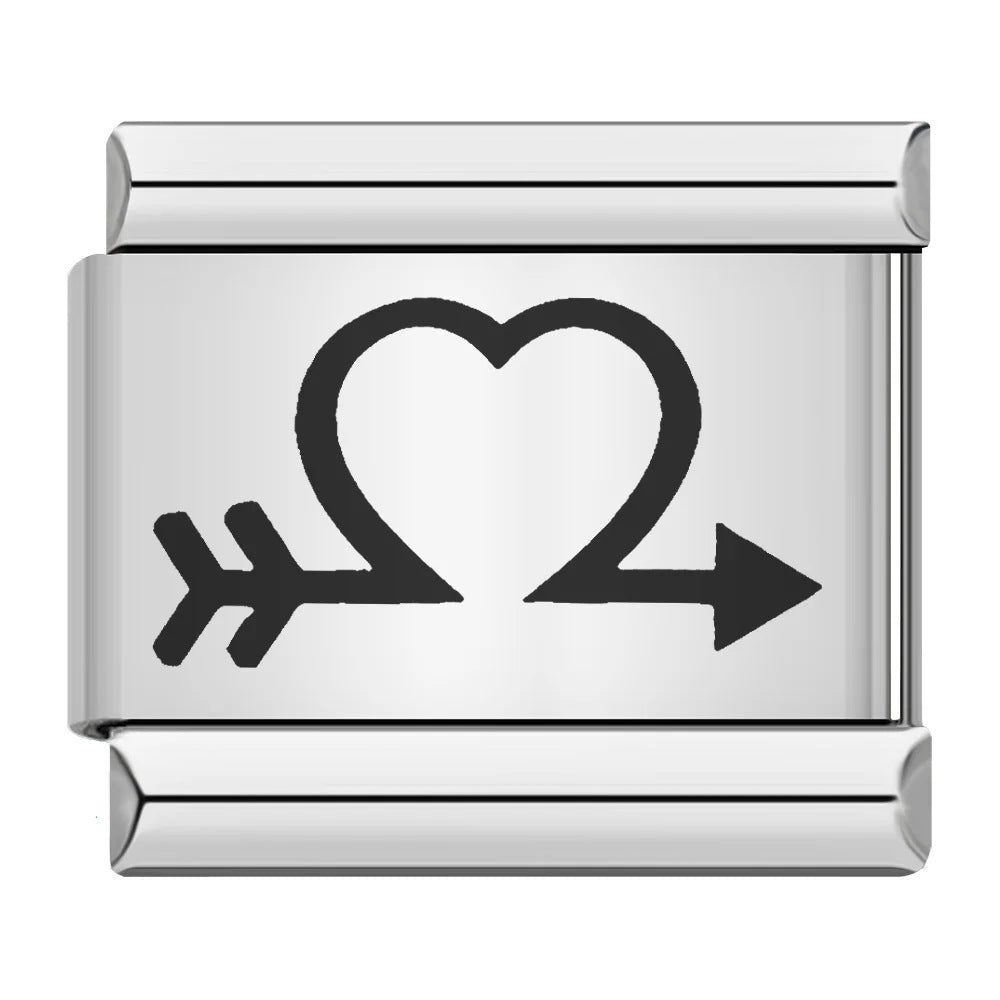 Cross Border Hot Selling Laser Engraving Heart-shaped Series Titanium Steel Handmade DIY Italian Module Bracelet Wholesale Cross Border Hot Selling Laser Engraving Heart-shaped Series Titanium Steel Handmade DIY Italian Module Bracelet Wholesale