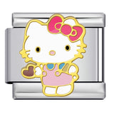 Cute Cartoon Cat Titanium Steel Welded Drip Bracelet DIY Italian Modular Charm Friendship Gift for Besties Cute Cartoon Cat Titanium Steel Welded Drip Bracelet DIY Italian Modular Charm Friendship Gift for Besties