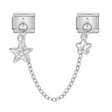 New Silver Double Pendant Italian Module Bracelet Stainless Steel Hook DIY Elastic Splicing Strap Chain New Silver Double Pendant Italian Module Bracelet Stainless Steel Hook DIY Elastic Splicing Strap Chain