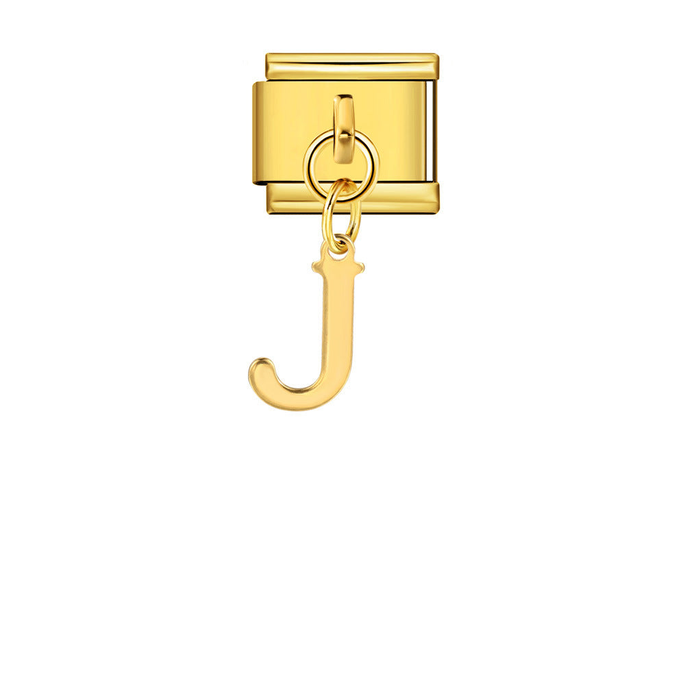 Gold Simplified Letter Italian Module Bracelet Stainless Steel Handmade Hook DIY Splicing Assembly Bracelet Gold Simplified Letter Italian Module Bracelet Stainless Steel Handmade Hook DIY Splicing Assembly Bracelet