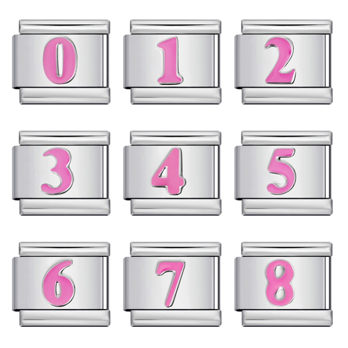 New Titanium Steel Concave Color Arabic Numeral Series Italian Module Bracelet DIY Elastic Accessories Wholesale New Titanium Steel Concave Color Arabic Numeral Series Italian Module Bracelet DIY Elastic Accessories Wholesale