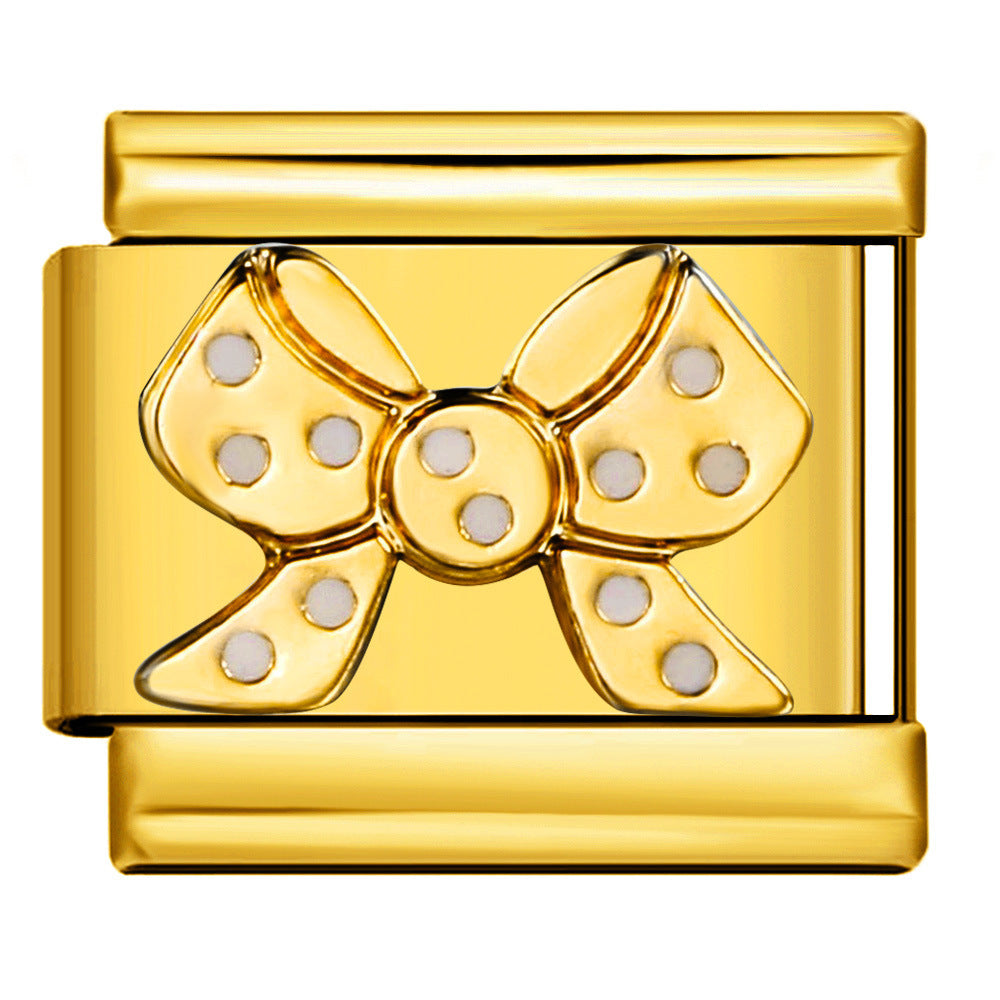 Italian Module Bracelet DIY Titanium Steel All Gold Welding Drip Oil Pattern Elastic Splicing Bracelet Accessory Italian Module Bracelet DIY Titanium Steel All Gold Welding Drip Oil Pattern Elastic Splicing Bracelet Accessory