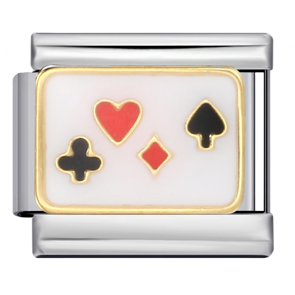 New Chess and Card Entertainment Stainless Steel Italian Module Bracelet Gold Plated Drip Oil Personalized DIY Welding Bracelet Wholesale New Chess and Card Entertainment Stainless Steel Italian Module Bracelet Gold Plated Drip Oil Personalized DIY Welding Bracelet Wholesale