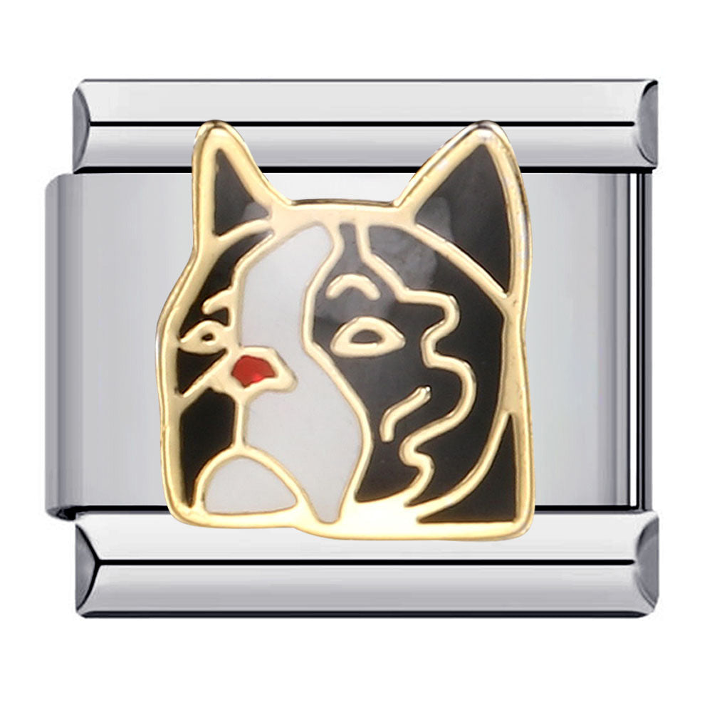 Cute Husky Corgi Shepherd Dog Pet Dog Series Titanium Steel Welded Gold Plated Oil Dripping Italian Module Bracelet Cute Husky Corgi Shepherd Dog Pet Dog Series Titanium Steel Welded Gold Plated Oil Dripping Italian Module Bracelet
