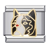 Cute Husky Corgi Shepherd Dog Pet Dog Series Titanium Steel Welded Gold Plated Oil Dripping Italian Module Bracelet Cute Husky Corgi Shepherd Dog Pet Dog Series Titanium Steel Welded Gold Plated Oil Dripping Italian Module Bracelet
