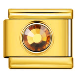 Gold Colored Heart-shaped Circle Diamond Italian Module Bracelet DIY Titanium Steel Welded Elastic Watch Chain Accessory Gold Colored Heart-shaped Circle Diamond Italian Module Bracelet DIY Titanium Steel Welded Elastic Watch Chain Accessory