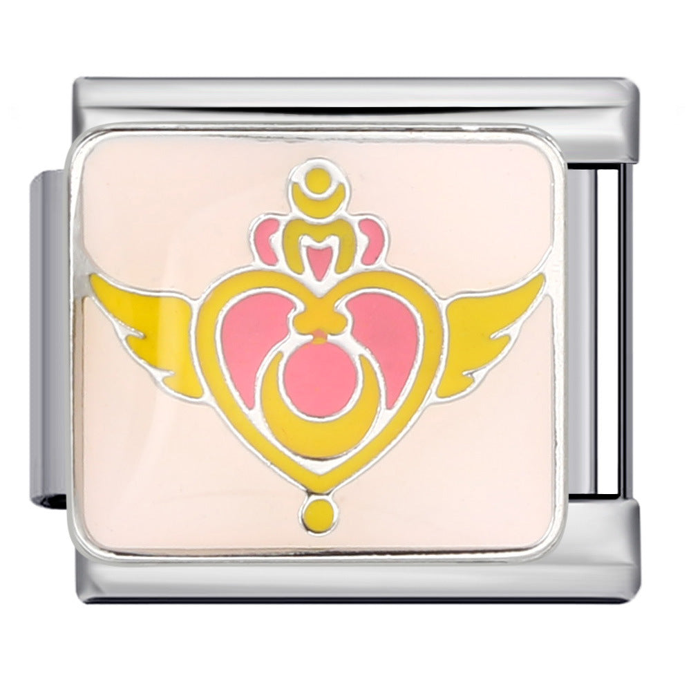 Colorful English Italian Module Bracelet Stainless Steel Welding Drip Oil DIY Jewelry Primary School Children's Gift Colorful English Italian Module Bracelet Stainless Steel Welding Drip Oil DIY Jewelry Primary School Children's Gift