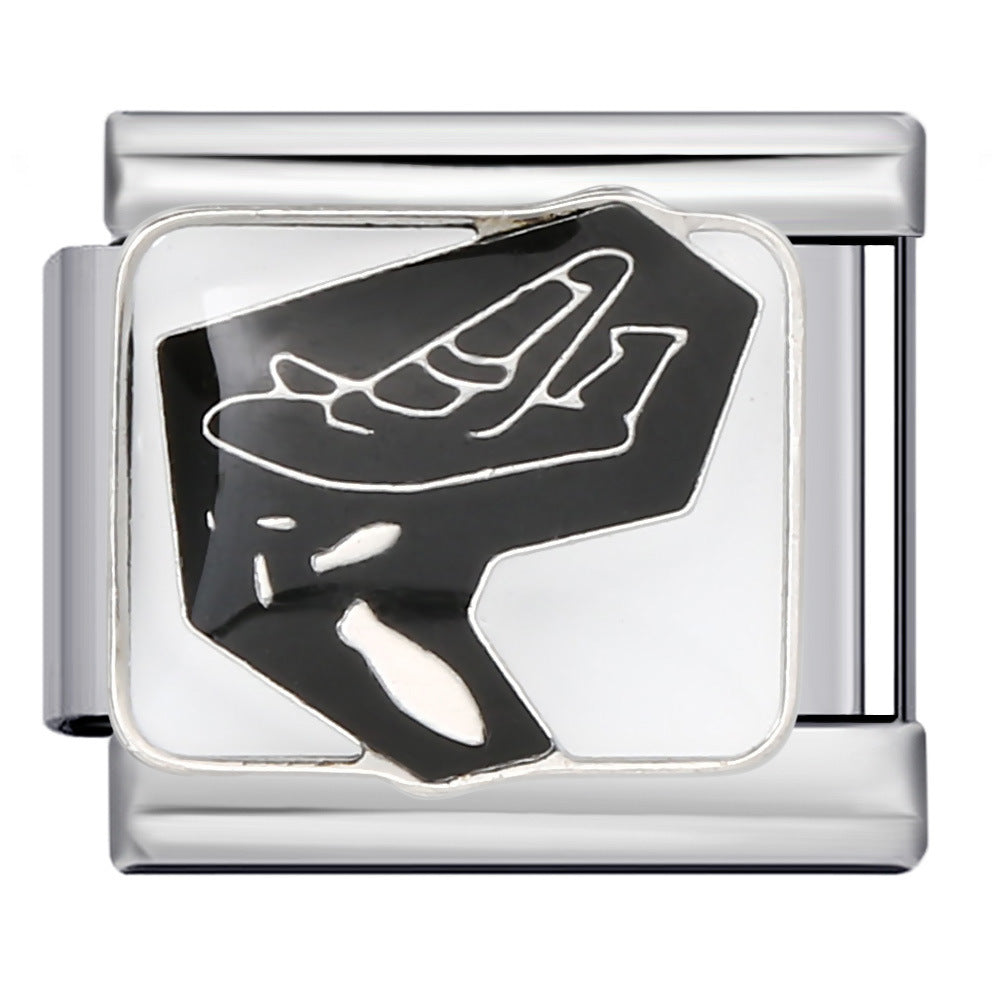 Italian Module Bracelet Peace Series Stainless Steel Welding Drip Oil Pattern DIY Elastic Splicing Strap Chain Italian Module Bracelet Peace Series Stainless Steel Welding Drip Oil Pattern DIY Elastic Splicing Strap Chain