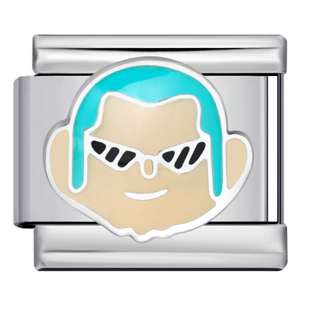 Italian Module Bracelet Anime Cartoon Titanium Steel Welding Gold Plating Drip Oil Pattern DIY Splicing Bracelet Accessories Italian Module Bracelet Anime Cartoon Titanium Steel Welding Gold Plating Drip Oil Pattern DIY Splicing Bracelet Accessories