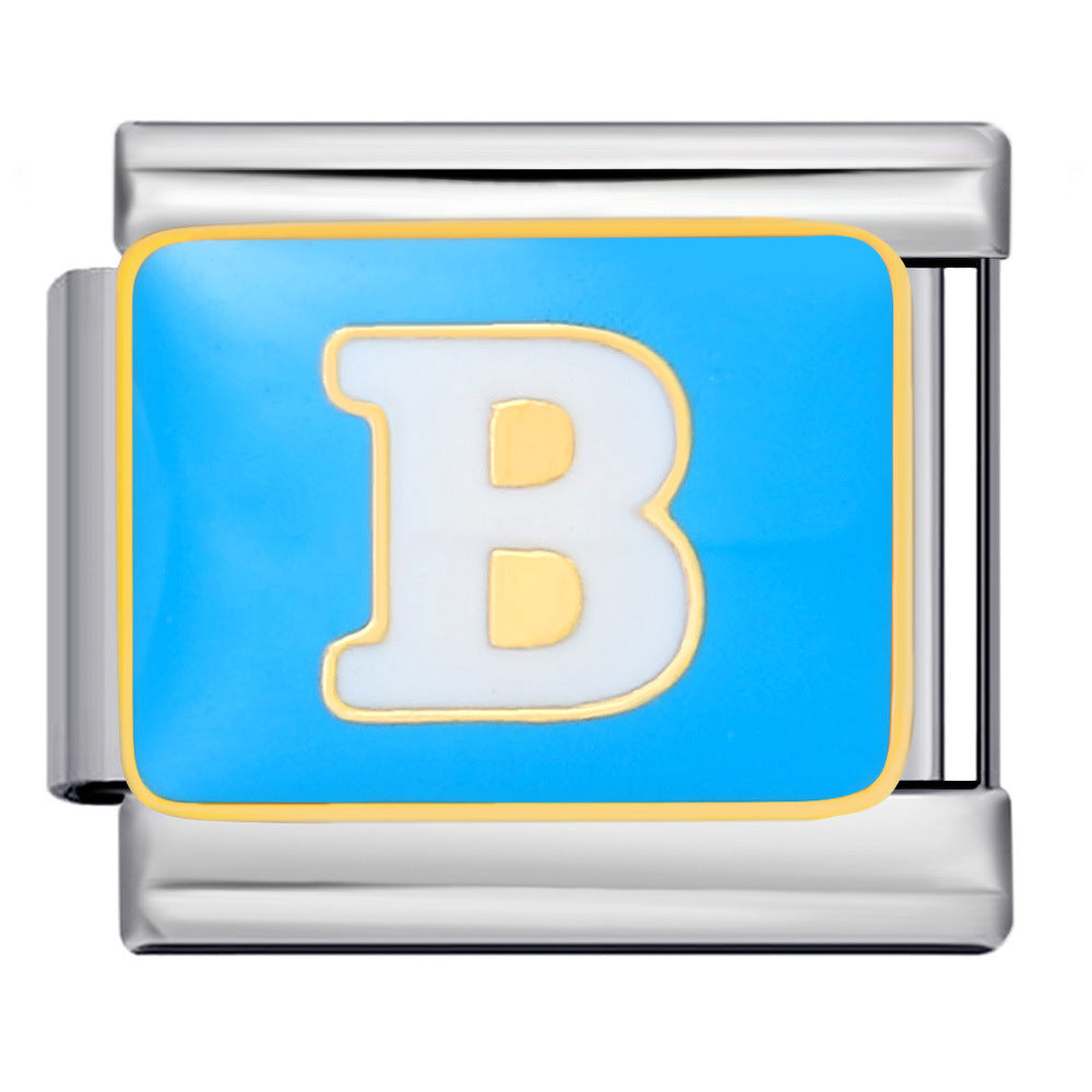 New Color Drip Oil Letter Italian Module Bracelet Titanium Steel Welding DIY Elastic Splicing Fashion Bracelet New Color Drip Oil Letter Italian Module Bracelet Titanium Steel Welding DIY Elastic Splicing Fashion Bracelet