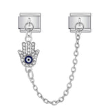 New Gold and Silver Devil's Eye Hook Chain Bracelet Stainless Steel DIY Elastic Italian Module Bracelet New Gold and Silver Devil's Eye Hook Chain Bracelet Stainless Steel DIY Elastic Italian Module Bracelet