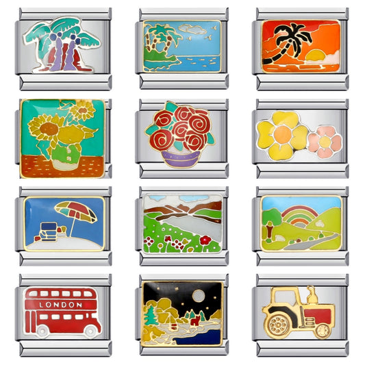 New Leisure Vacation Titanium Steel Welding Drip Oil DIY Italian Module Bracelet Fashion Personality Watch Strap Chain Wholesale