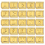 Golden Concave Letter Series Italian Module Bracelet Titanium Steel Stamping DIY Elastic Splicing Bracelet Accessories Golden Concave Letter Series Italian Module Bracelet Titanium Steel Stamping DIY Elastic Splicing Bracelet Accessories