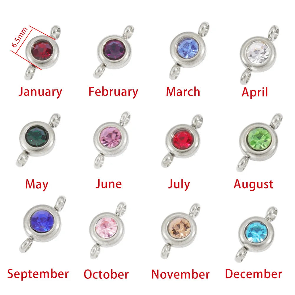 Double Hooked 12 Birthday Stone Italian Module Bracelet Creative DIY Elastic Splicing Titanium Steel Strap Chain Double Hooked 12 Birthday Stone Italian Module Bracelet Creative DIY Elastic Splicing Titanium Steel Strap Chain