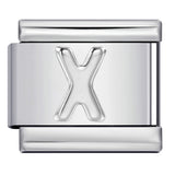 Italian Stainless Steel Silver Raised 26 Letter DIY Module Bracelet with Free Splicing Elastic Watch Strap Italian Stainless Steel Silver Raised 26 Letter DIY Module Bracelet with Free Splicing Elastic Watch Strap