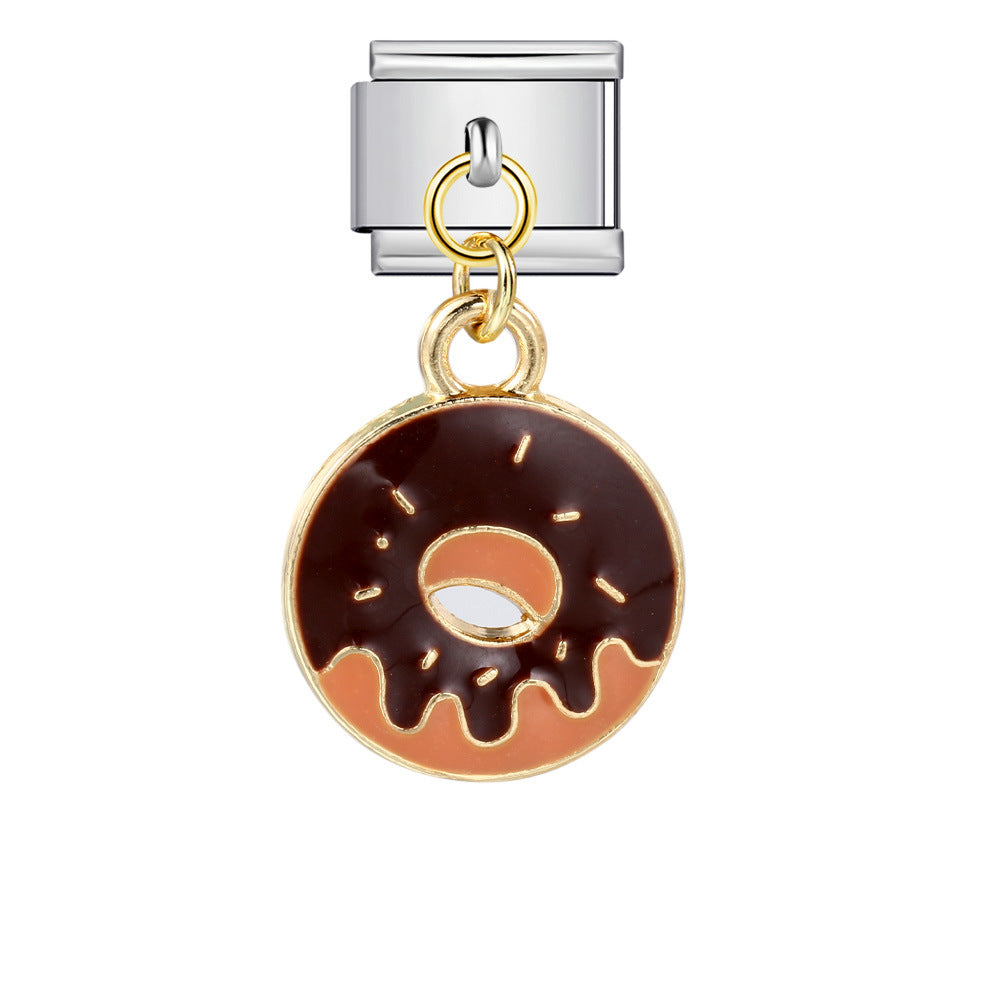 Gourmet Series Burger Fry Pendant Italian Module Bracelet Welding Drip Oil DIY Titanium Steel Strap Chain Gourmet Series Burger Fry Pendant Italian Module Bracelet Welding Drip Oil DIY Titanium Steel Strap Chain