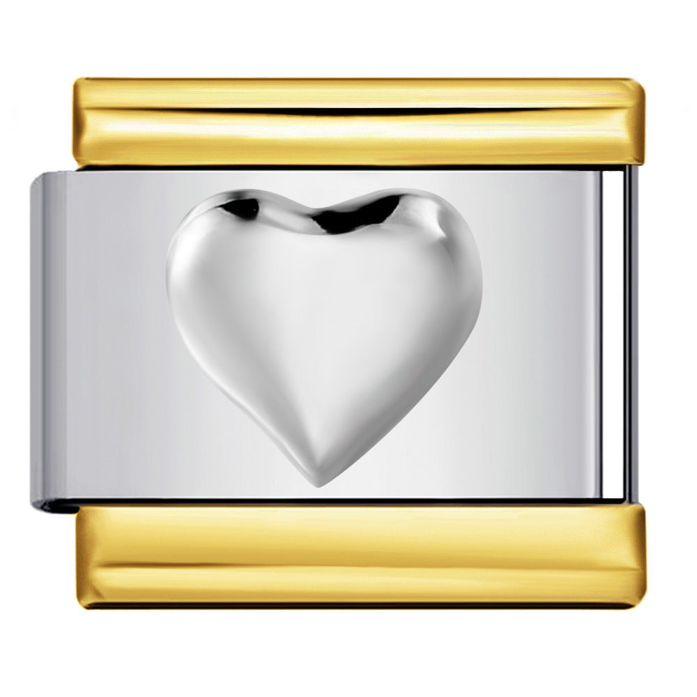 Gold and Silver Stamping Pattern Italian Module Bracelet Titanium Steel Drip Oil DIY Splicing Bracelet Wholesale Gold and Silver Stamping Pattern Italian Module Bracelet Titanium Steel Drip Oil DIY Splicing Bracelet Wholesale