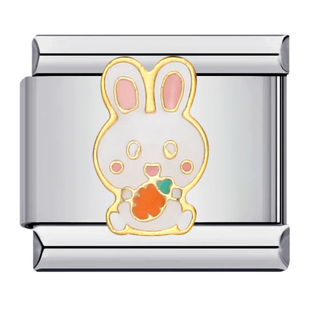 New Stainless Steel Drip Oil Cartoon DIY Italian Module Bracelet with Personalized Welding Pattern and Elastic Splicing Bracelet New Stainless Steel Drip Oil Cartoon DIY Italian Module Bracelet with Personalized Welding Pattern and Elastic Splicing Bracelet