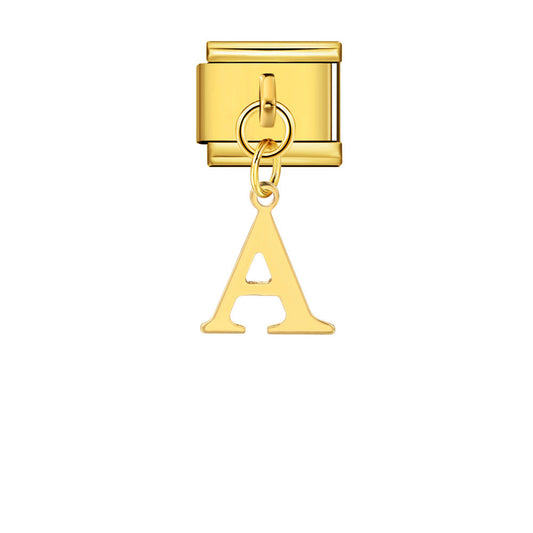 Gold Simplified Letter Italian Module Bracelet Stainless Steel Handmade Hook DIY Splicing Assembly Bracelet