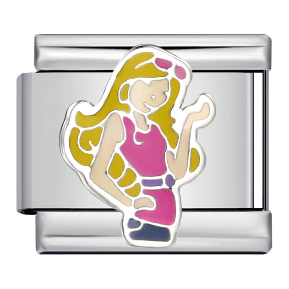 Romantic Pink Italian Modular Bracelet Titanium Steel Welding DIY Charm Bracelet Fairy Gift for Girls Romantic Pink Italian Modular Bracelet Titanium Steel Welding DIY Charm Bracelet Fairy Gift for Girls