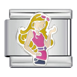 Romantic Pink Italian Modular Bracelet Titanium Steel Welding DIY Charm Bracelet Fairy Gift for Girls Romantic Pink Italian Modular Bracelet Titanium Steel Welding DIY Charm Bracelet Fairy Gift for Girls