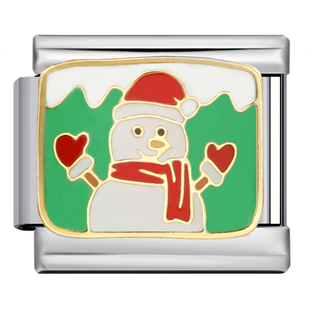 New Christmas Elements Italian Module Bracelet Personalized Welding Drip Oil Titanium Steel Bracelet DIY Strap Chain New Christmas Elements Italian Module Bracelet Personalized Welding Drip Oil Titanium Steel Bracelet DIY Strap Chain