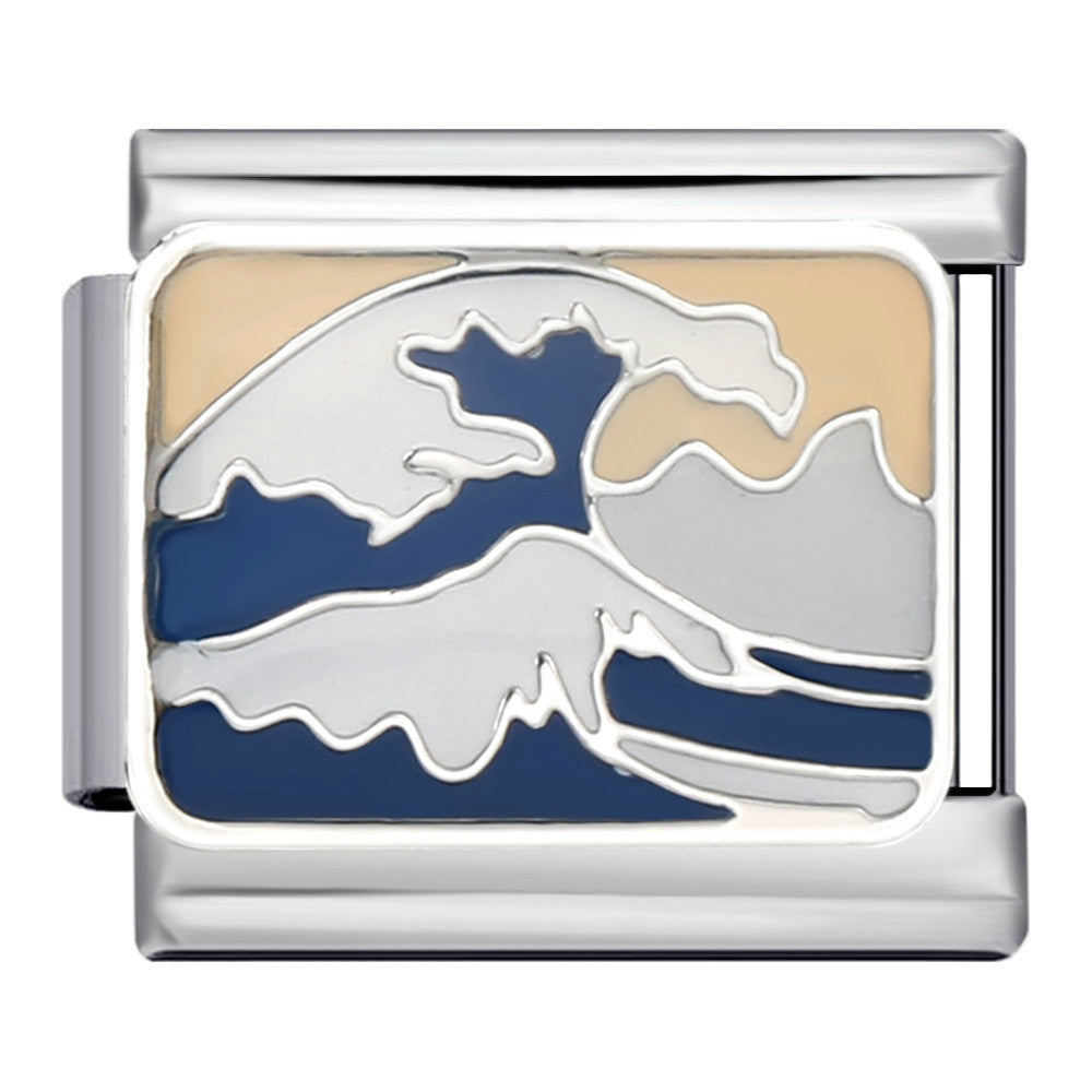 New River, Mountain, Seaside Scenery Italian Module Bracelet with Gold Plating and Oil Dripping DIY Welding Stainless Steel Bracelet New River, Mountain, Seaside Scenery Italian Module Bracelet with Gold Plating and Oil Dripping DIY Welding Stainless Steel Bracelet