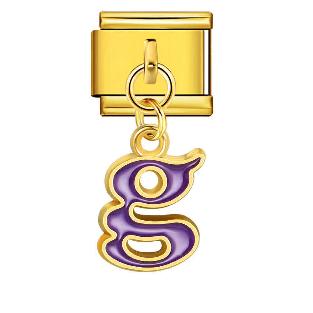 Gold Background, Colorful Oil Dripping Letters, Italian Module Bracelet, Titanium Steel Welded Hook, Fashionable and Simple Wristband Accessory Gold Background, Colorful Oil Dripping Letters, Italian Module Bracelet, Titanium Steel Welded Hook, Fashionable and Simple Wristband Accessory