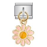 Single Silver Bottom Flower Pendant Italian Module Bracelet Stainless Steel Gold Plated Drip Oil DIY Hook Bracelet Single Silver Bottom Flower Pendant Italian Module Bracelet Stainless Steel Gold Plated Drip Oil DIY Hook Bracelet