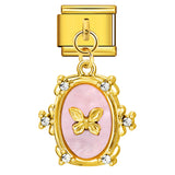 Elliptical Pendant Butterfly Titanium Steel Drip Oil DIY Italian Module Bracelet, Single Hook Splicing Elastic Bracelet Elliptical Pendant Butterfly Titanium Steel Drip Oil DIY Italian Module Bracelet, Single Hook Splicing Elastic Bracelet