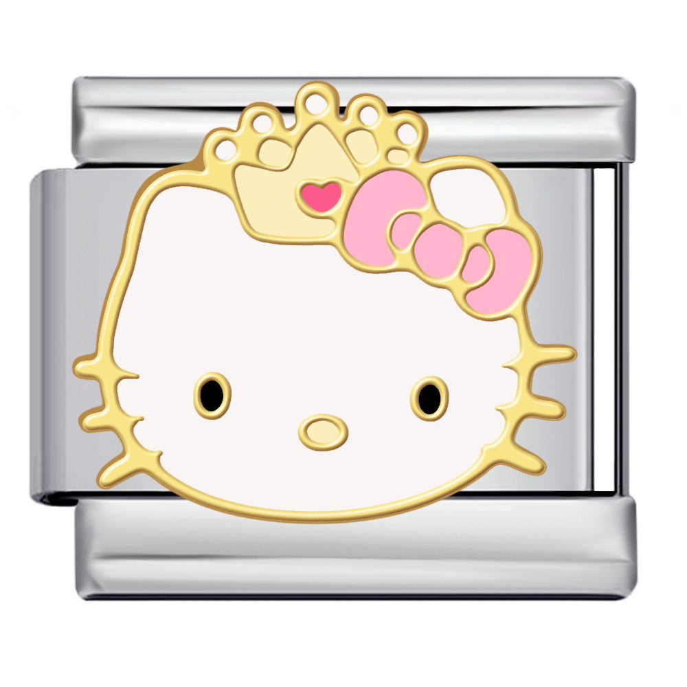 New Cute Cartoon Pattern Italian Module Bracelet Titanium Steel Gold Plated Welding DIY Strap Chain Bracelet New Cute Cartoon Pattern Italian Module Bracelet Titanium Steel Gold Plated Welding DIY Strap Chain Bracelet