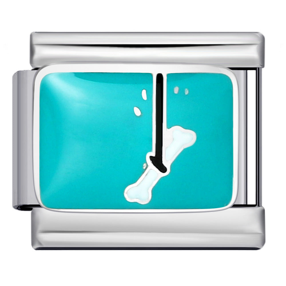 Personalized Pattern Italian Module Bracelet Stainless Steel Welding Drip Oil Cartoon DIY Elastic Splicing Bracelet Personalized Pattern Italian Module Bracelet Stainless Steel Welding Drip Oil Cartoon DIY Elastic Splicing Bracelet