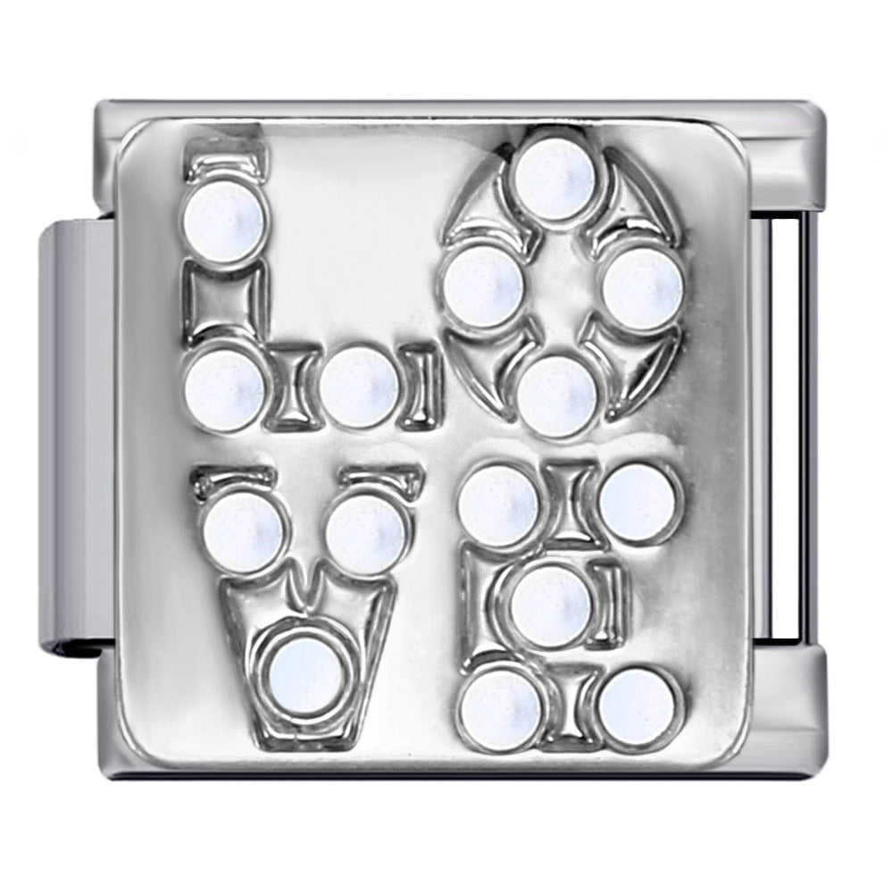 New Diamond Inlaid Titanium Steel Welding Drip Oil DIY Italian Module Bracelet Italian Charm Bracelet New Diamond Inlaid Titanium Steel Welding Drip Oil DIY Italian Module Bracelet Italian Charm Bracelet