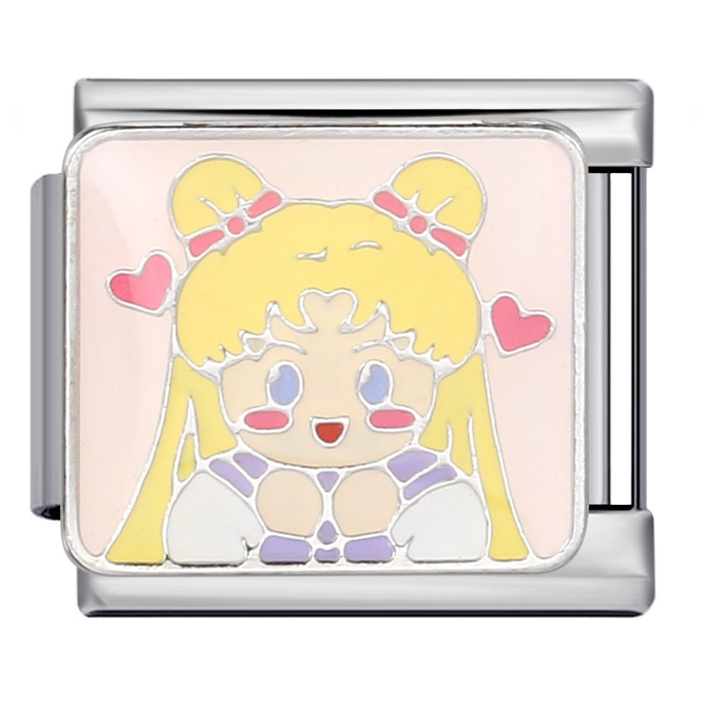 Colorful English Italian Module Bracelet Stainless Steel Welding Drip Oil DIY Jewelry Primary School Children's Gift Colorful English Italian Module Bracelet Stainless Steel Welding Drip Oil DIY Jewelry Primary School Children's Gift